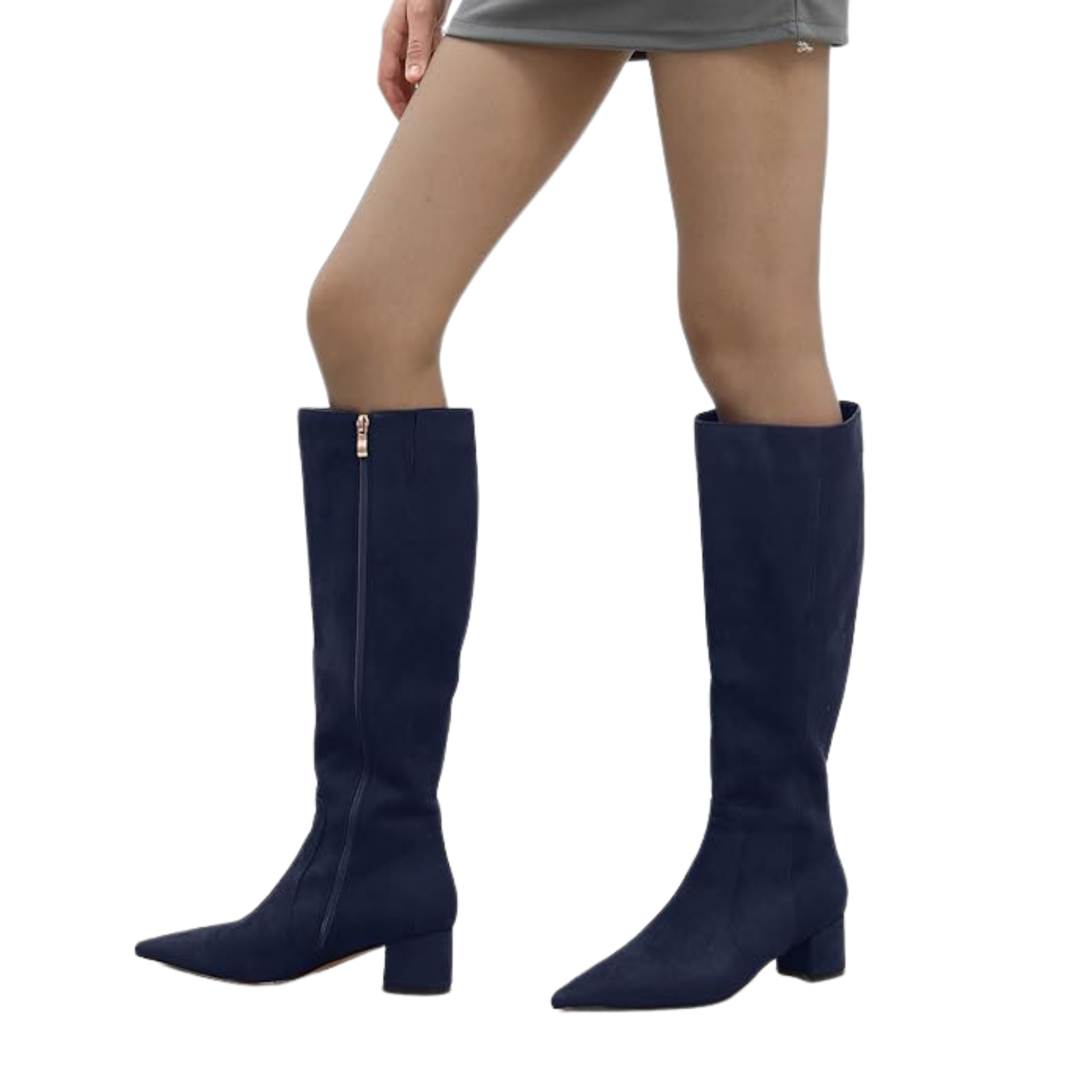 Womens Suede Zip Knee High Boots