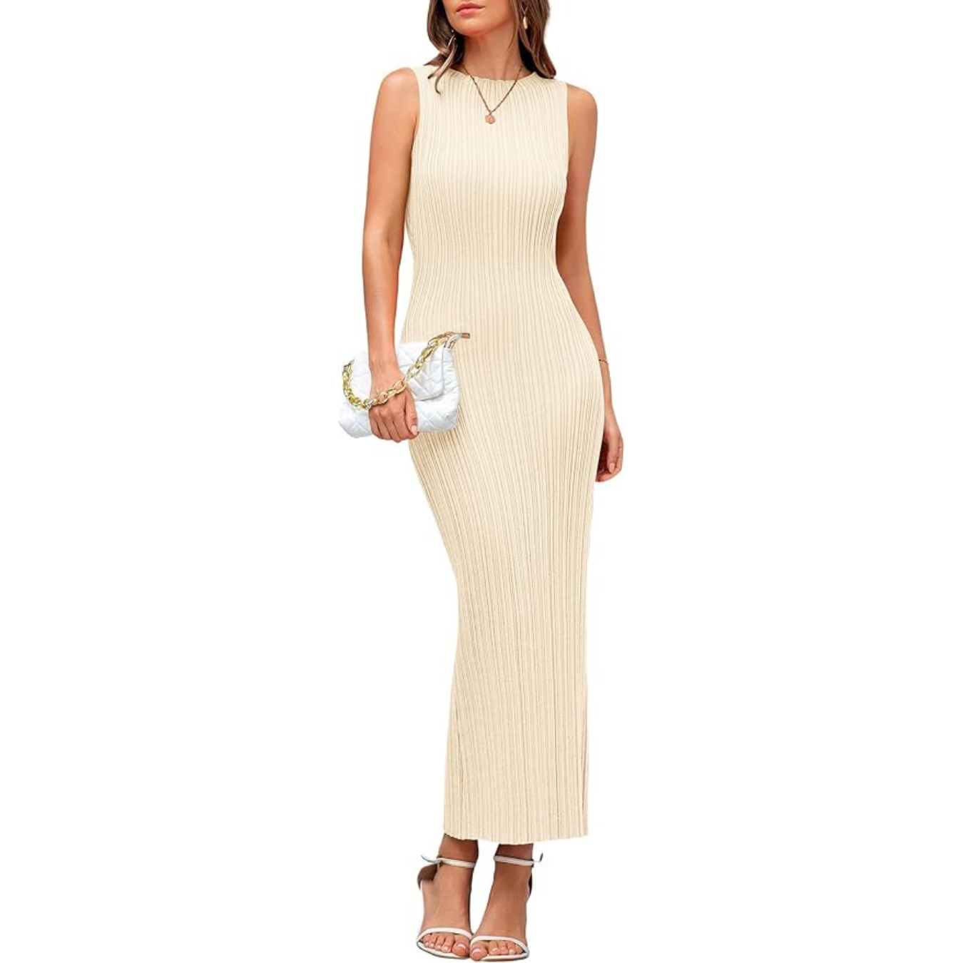 PRETTYGARDEN Women's 2025 Summer Casual Maxi Dresses Ribbed Knit Sleeveless Bodycon Elegant Going Out Beach Vacation Clothes