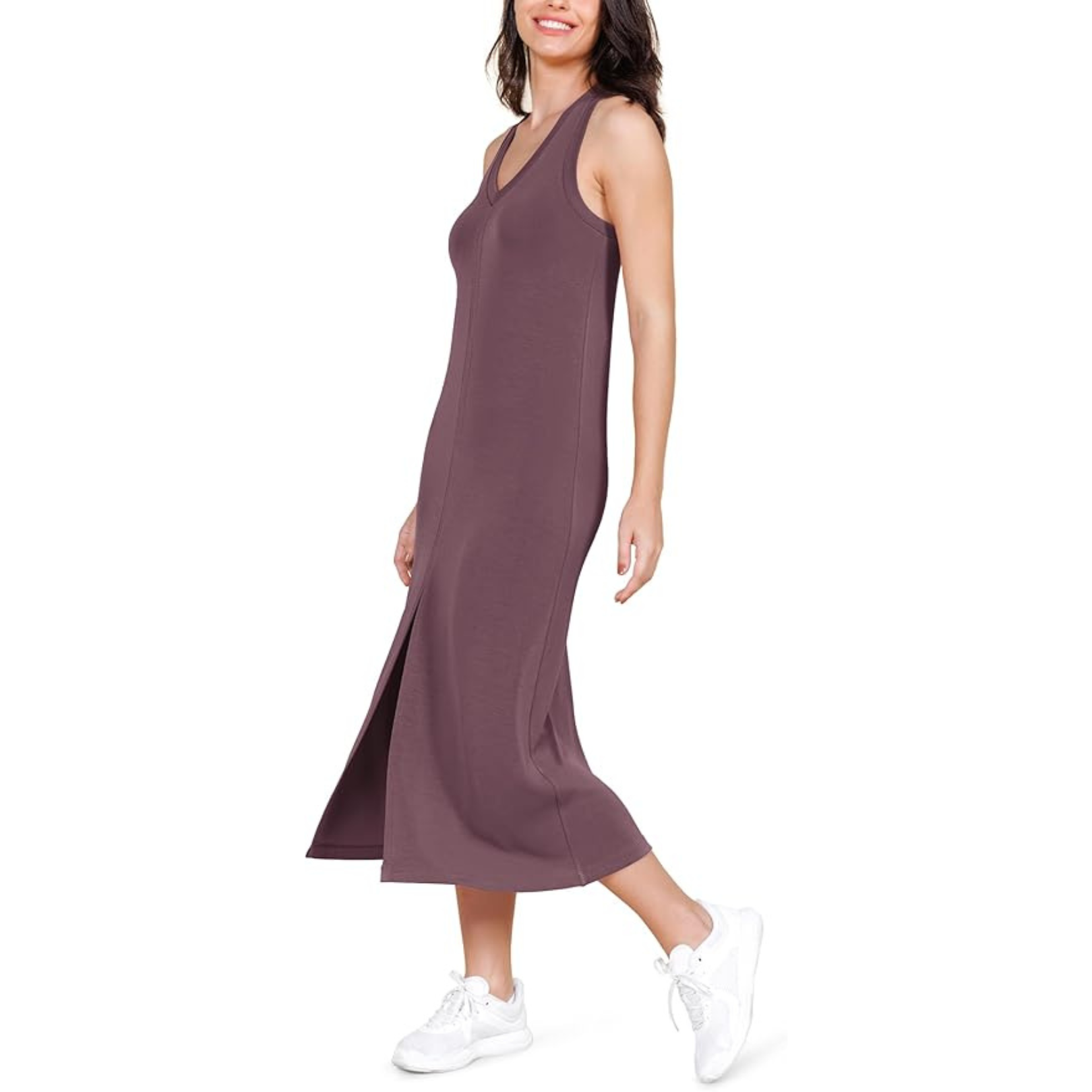 ODODOS Modal Soft Front Split Midi Dress