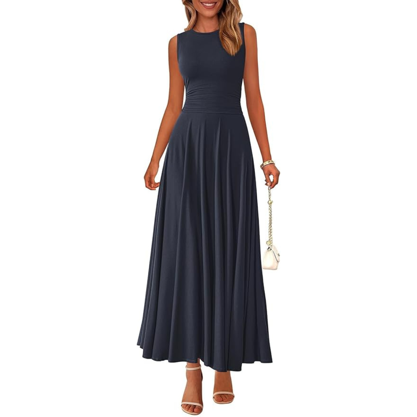 PRETTYGARDEN Womens Summer Dresses 2025 Casual Sleeveless Crewneck Aline Maxi Dress Stretch Tank Flowy Long Dresses