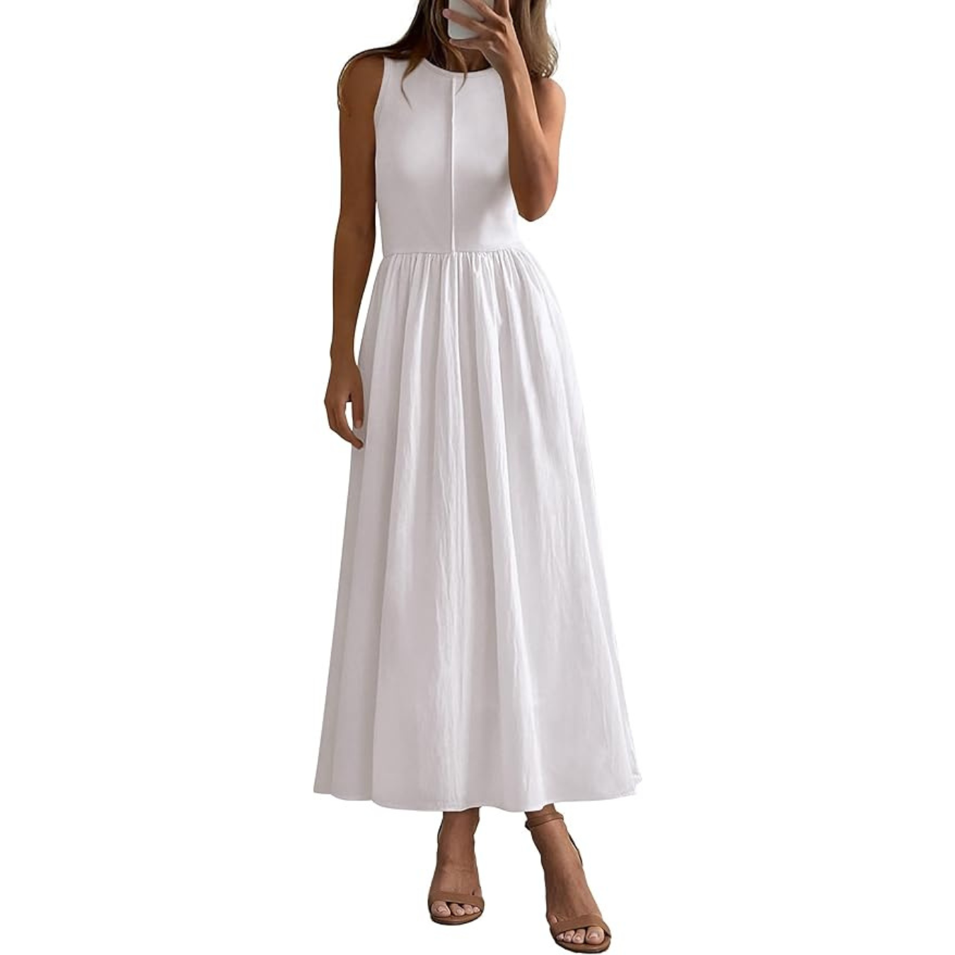 PRETTYGARDEN Maxi Dresses for Women 2025 Summer Casual Sleeveless Patchwork Flowy Vacation Sundress Knit Long Work Tank Dress